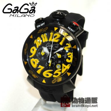 GaGa MILANO （ガガミラノ） 時計 腕時計 クロノ 48mm ブラック ラバー/イエロー 60544 BK 6054.14 メンズ|ガガミラノ時計スーパーコピー品