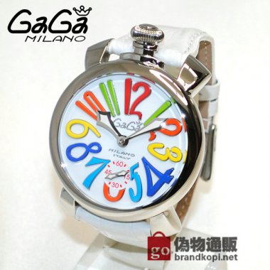 GaGa MILANO （ガガミラノ） 時計 腕時計 MANUALE マニュアーレ マヌアーレ 48mm ホワイトレザー/マルチ/シルバー 5010.01S 501001S 5010.1S 50101S メンズ スイスメイド|ガガミラノ時計スーパーコピー品