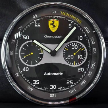 ☆Ferrari 壁掛け時計 展示用掛け時計で安価な電波掛時計 インテリア＆キッチン のお洒落な掛け時計 上品☆GZ078