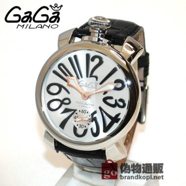 GaGa MILANO （ガガミラノ） 時計 腕時計 MANUALE マニュアーレ マヌアーレ 48mm ブラック レザー/シルバー 5010.07S 501007S 5010.7S 50107S メンズ スイスメイド|ガガミラノ時計スーパーコピー品