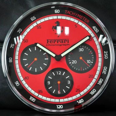 ☆Ferrari 壁掛け時計 展示用掛け時計で安価な電波掛時計 インテリア＆キッチン のお洒落な掛け時計 上品☆GZ079
