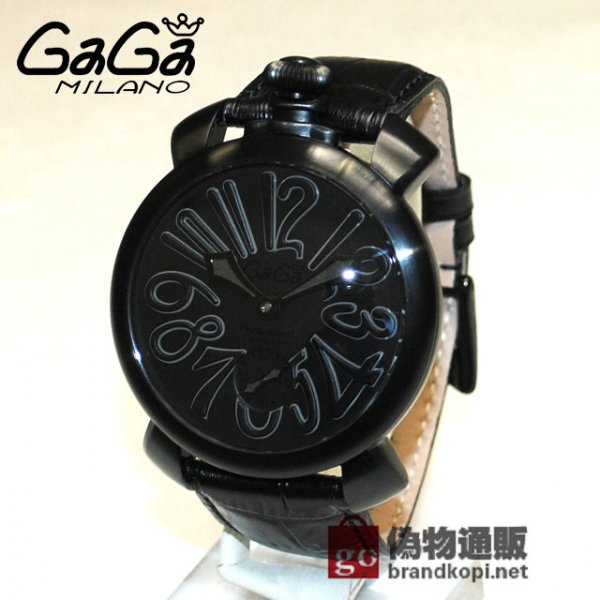 GaGa MILANO （ガガミラノ） 時計 腕時計 MANUALE マニュアーレ マヌアーレ 48mm ブラック レザー/ブラック 501202S 5012.02S 50122S 5012.2S メンズ スイスメイド|ガガミラノ時計スーパーコピー品