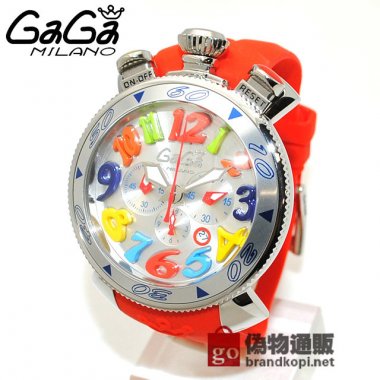GaGa MILANO （ガガミラノ） 時計 腕時計 クロノ 48mm レッド ラバー/シルバー 60501 RD 6050.1 RD メンズ|ガガミラノ時計スーパーコピー品