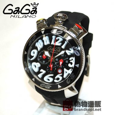 GaGa MILANO （ガガミラノ） 時計 腕時計 クロノ 48mm ブラック ラバー/シルバー 60506BK 6050.6BK メンズ|ガガミラノ時計スーパーコピー品