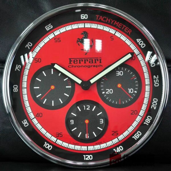 ☆Ferrari 壁掛け時計 展示用掛け時計で安価な電波掛時計 インテリア＆キッチン のお洒落な掛け時計 上品☆GZ079