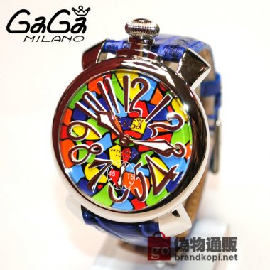 GaGa MILANO （ガガミラノ） 時計 腕時計 MANUALE マニュアーレ マヌアーレ 48mm ブルー レザー/モザイク/シルバー 5010 MOS 01S 5010MOS01S メンズ スイスメイド|ガガミラノ時計スーパーコピー品
