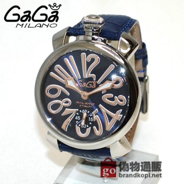 GaGa MILANO （ガガミラノ） 時計 腕時計 MANUALE マニュアーレ マヌアーレ 48mm ダークブルー レザー/ゴールド/シルバー 5010.05S 501005S 5010.5S 50105S メンズ スイスメイド|ガガミラノ時計スーパーコピー品