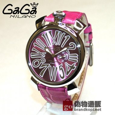 GaGa MILANO （ガガミラノ） 時計 腕時計 MANUALE マニュアーレ マヌアーレ スリム 46mm ピンク レザー/シルバー 5084.06 メンズ レディース|ガガミラノ時計スーパーコピー品