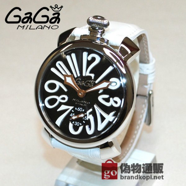 GaGa MILANO （ガガミラノ） 時計 腕時計 MANUALE マニュアーレ マヌアーレ 48mm ホワイトレザー/シルバー/ブラック 5010.06S 501006S 5010.6S 50106S メンズ スイスメイド|ガガミラノ時計スーパーコピー品