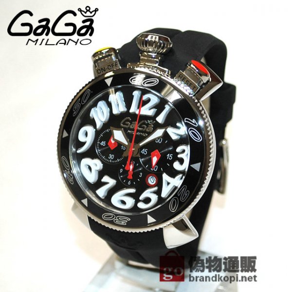 GaGa MILANO （ガガミラノ） 時計 腕時計 クロノ 48mm ブラック ラバー/シルバー 60506BK 6050.6BK メンズ|ガガミラノ時計スーパーコピー品