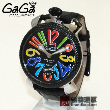 GaGa MILANO （ガガミラノ） 時計 腕時計 MANUALE マニュアーレ マヌアーレ 48mm ブラック レザー/シルバー/マルチ 5015.01S 501501S 5015.1S 50151S メンズ スイスメイド|ガガミラノ時計スーパーコピー品