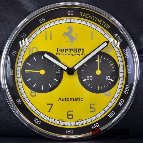 ☆Ferrari 壁掛け時計 展示用掛け時計で安価な電波掛時計 インテリア＆キッチン のお洒落な掛け時計 上品☆GZ080