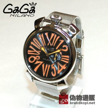GaGa MILANO （ガガミラノ） 時計 腕時計 MANUALE マニュアーレ マヌアーレ スリム 46mm シルバー ブレス/ブラック/オレンジ 5080.4 50804 メンズ レディース|ガガミラノ時計スーパーコピー品