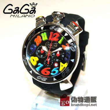 GaGa MILANO （ガガミラノ） 時計 腕時計 クロノ 48mm ブラック ラバー/シルバー 60502 BK 6050.2 BK メンズ|ガガミラノ時計スーパーコピー品
