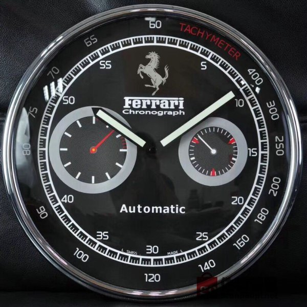 ☆Ferrari 壁掛け時計 展示用掛け時計で安価な電波掛時計 インテリア＆キッチン のお洒落な掛け時計 上品☆GZ077