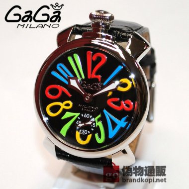 GaGa MILANO （ガガミラノ） 時計 腕時計 MANUALE マニュアーレ マヌアーレ 48mm ブラックレザー/マルチ/シルバー 5010.02S 501002s 5010.2S 50102Sメンズ スイスメイド|ガガミラノ時計スーパーコピー品