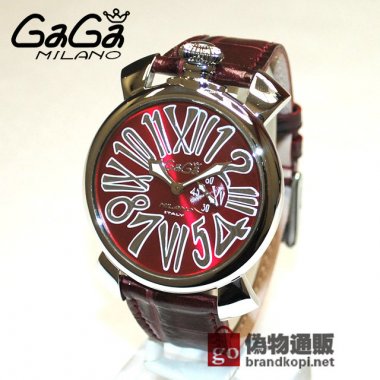 GaGa MILANO （ガガミラノ） 時計 腕時計 MANUALE マニュアーレ マヌアーレ スリム 46mm グレー ダークレッド レザー/シルバー 5084.04 508404 5084.4 50844メンズ レディース