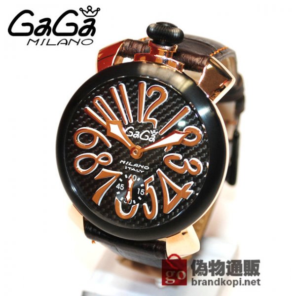 GaGa MILANO （ガガミラノ） 時計 腕時計 MANUALE マニュアーレ マヌアーレ 48mm ブラウンレザー/カーボンブラック/ゴールド 5014.01S 501401S 5014.1S 50141S メンズ スイスメイド |ガガミラノ時計スーパーコピー品