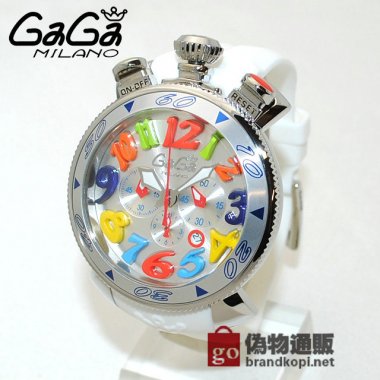 GaGa MILANO （ガガミラノ） 時計 腕時計 クロノ 48mm ホワイト ラバー/シルバー 60501 WH 6050.1S WH メンズ