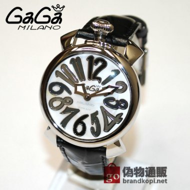 GaGa MILANO （ガガミラノ） 時計 腕時計 MANUALE マニュアーレ マヌアーレ 40mm ブラック レザー/ホワイトシェル/シルバー 5020.5 50205 レディース|ガガミラノ時計スーパーコピー品