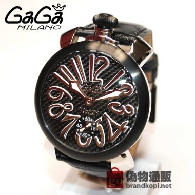 GaGa MILANO （ガガミラノ） 時計 腕時計 MANUALE マニュアーレ マヌアーレ 48mm ブラック レザー/カーボンブラック/ブラック 5013.01S 501301S 5013.1S 50131S メンズ スイスメイド |ガガミラノ時計スーパーコピー品
