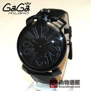 GaGa MILANO （ガガミラノ） 時計 腕時計 MANUALE マニュアーレ マヌアーレ 48mm ブラック レザー/ブラック 501202S 5012.02S 50122S 5012.2S メンズ スイスメイド|ガガミラノ時計スーパーコピー品