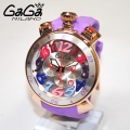 GaGa MILANO （ガガミラノ） 時計 腕時計 クロノ 48mm パープル ラバー/シルバー/ゴールド 60569 PU 6056.9 PU メンズ|ガガミラノ時計スーパーコピー品腕時計 N級品は業界で最高な品質！
