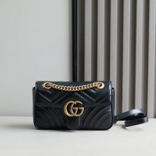 GUCCI 446744 カーフレザー チェーンバッグ GG、マルモント 23x14cm サイズ:23x14cm