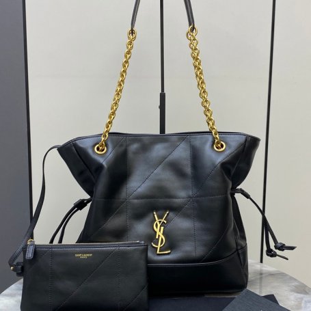 SAINT LAURENT 833948 ラムレザー ブラック、ゴールド トートバッグ、脇下バッグ ジェイミー 29x27x11cm サイズ:29x27x11cm