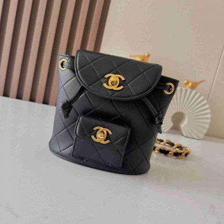 Chanel ヴィンテージ リュック ラムレザー ブラック A2211 サイズ:17x15cm