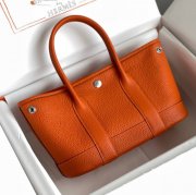 HERMES ガーデン カーフレザー オレンジ ハンドバッグ セミハンドメイド 18cm Garden サイズ:18cm