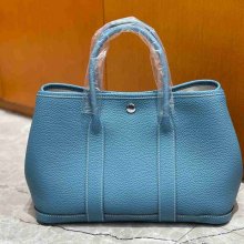 HERMES ガーデン 30cm デニム デニムブルー ハンドバッグ 高級感 30cm Garden 30cm サイズ:30cm