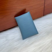 HERMES カルヴィ デュオ 二層カードケース エプソム デニムブルー シルバー金具 サイズ: