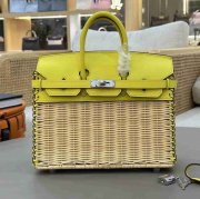 HERMES バーキン 25cm 編み イエロー ハンドバッグ 25cm Birkin 25cm サイズ:25cm