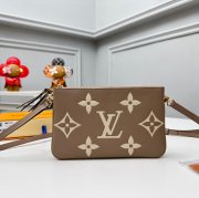LOUIS VUITTON M80787 ダブルジップポシェット モノグラムアンプラント ベージュ サイズ:20x12.5cm