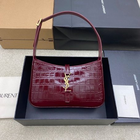 SAINT LAURENT 657228 ワニ革 レッド、ゴールド ショルダーバッグ、脇下バッグ クラシック 16x6cm サイズ:24.5x16x6cm