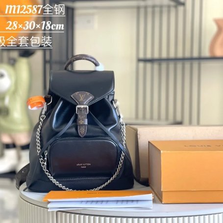 LOUIS VUITTON M12587 牛皮 ブラック ハンドバッグ リュック 30x28x18cm サイズ:30x28x18cm
