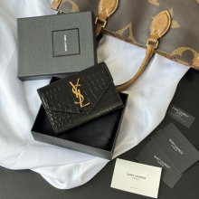 SAINT LAURENT 414404 ワニ革二つ折り短財布 サイズ:13x9cm