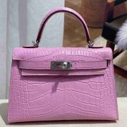 HERMES ケリー 19cm ワニ革 ピンク ショルダーバッグ 高品質 19cm Kelly 19cm サイズ:19cm
