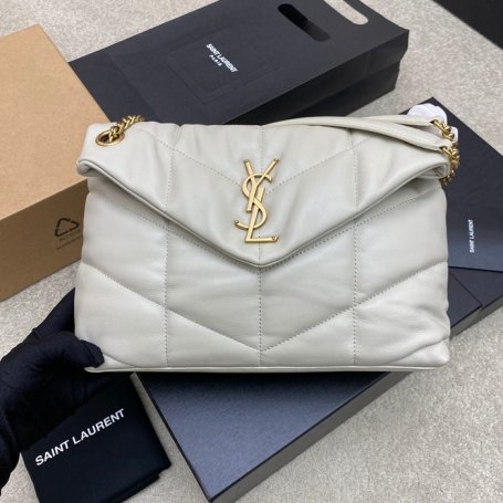 SAINT LAURENT 577476 ラムレザー、カーフレザー ホワイト、ゴールド、シルバー 斜め掛けバッグ チェーン、クラシック 29x17x11cm サイズ:29x17x11cm