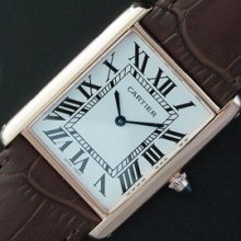 CARTIER タンクアングレーズ クォーツ搭載 ホワイト クロノメーター 革バンド 優れた品質