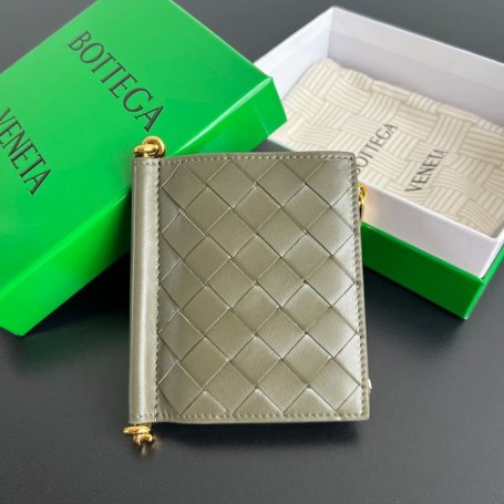 BOTTEGA VENETA BV 788055 ソリスティス 二つ折り財布 編みレザー ブラック 11.5x10cm サイズ:11.5x10cm