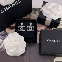 シャネル スタイル ピアス デニム クリスタル