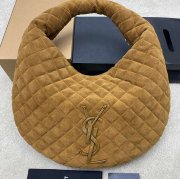 SAINT LAURENT 858160 ラムレザー、マット ブラウン、ゴールド、マット ハンドバッグ イカール 47x35x15cm サイズ:47x35x15cm
