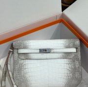 HERMES ケリー デペッシュ 25cm クラッチバッグ マットワニ腹皮 ヒマラヤホワイト サイズ: