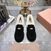【MIUMIU】25ハイヒールウールローファーレディース