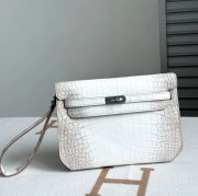 HERMES ケリー デペッシュ 25cm クラッチバッグ マットワニ腹皮 ヒマラヤホワイト サイズ: