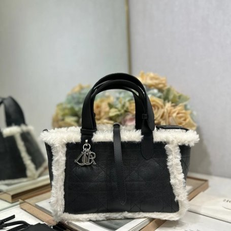 DIOR 1188 カーフレザー、レザー グレンチェック ブラック、ホワイト、グレー 斜め掛けバッグ、ハンドバッグ、ハンドバッグ 小 23.0x14.0x12.0cm サイズ:23x14x12cm
