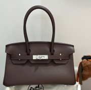 HERMES バーキン 29cm カーフスキン エボニー色 ショルダーバッグ セミハンドメイド 金具シルバー 29cm Birkin 29cm サイズ:29cm