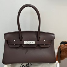 HERMES バーキン 29cm カーフスキン エボニー色 ショルダーバッグ セミハンドメイド 金具シルバー 29cm Birkin 29cm サイズ:29cm